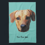 Personalised Dog Photo Print Tea Towel<br><div class="desc">Custom personalised tea towel with customisable dog photo and your own text. Great gift idea for special occasions.</div>