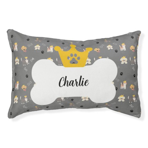 Personalised Dog_Themed Pet Pillow_Crown Motif Pet Bed