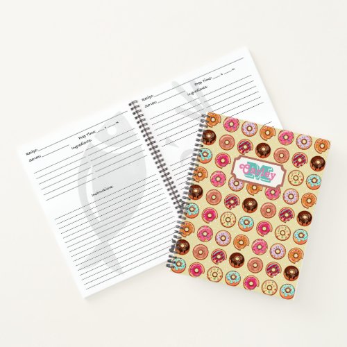 Personalised Doughnut Pattern Recipe Notebook