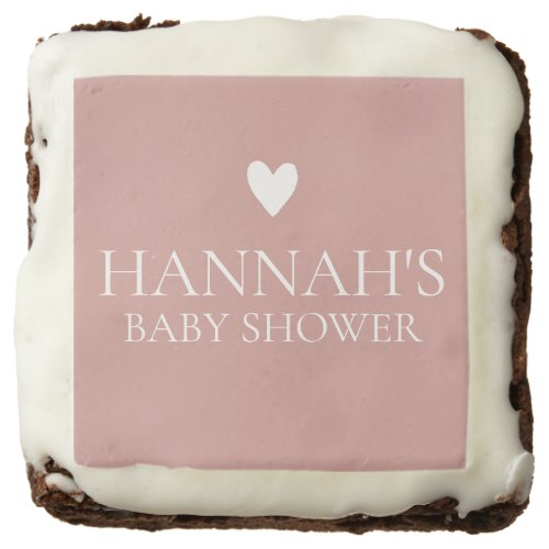 Personalised Dusty Pink Rose Baby Girl shower Brownie