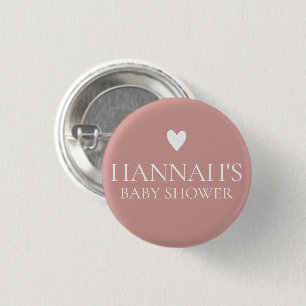 Personalised Dusty Pink/ Rose Baby Girl shower Button