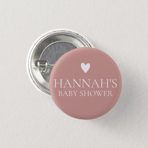 Personalised Dusty Pink Rose Baby Girl shower Button