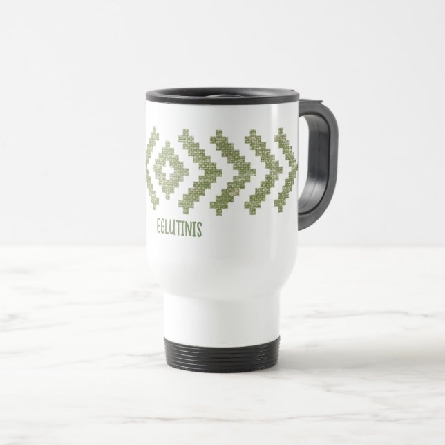 Personalised Eglutinis Baltic Pattern Vintage Travel Mug (Front Right)