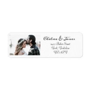 Personalised Elegant Calligraphy Photo Return Label