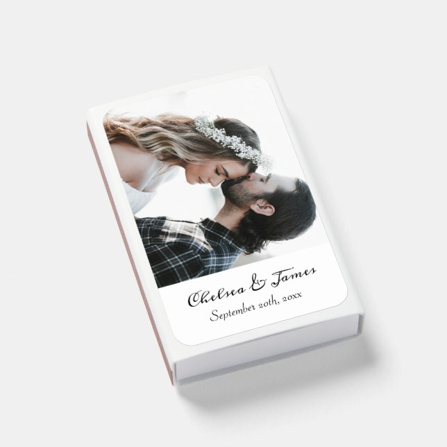 Personalised Elegant Photo Calligraphy Wedding  Matchboxes (Front Closed)