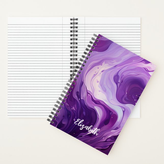 Personalised Elegant Purple Ink Swirl Spiral Notebook (Inside)