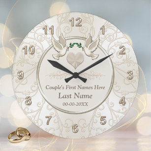 Personalised Elegant Wedding Gifts for Couples Large Clock