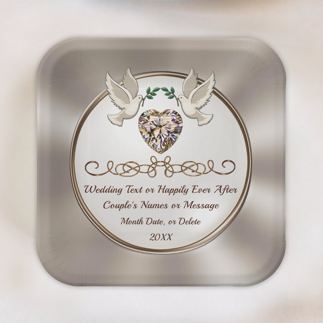 Personalised, Elegant Wedding Paper Plates, Custom Plates (Creator Uploaded)