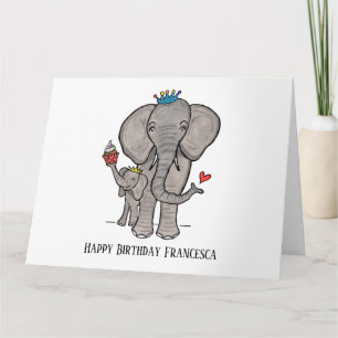 Personalised Elephant and Baby Card