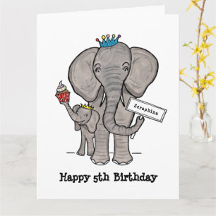 Personalised Elephant and Baby Card