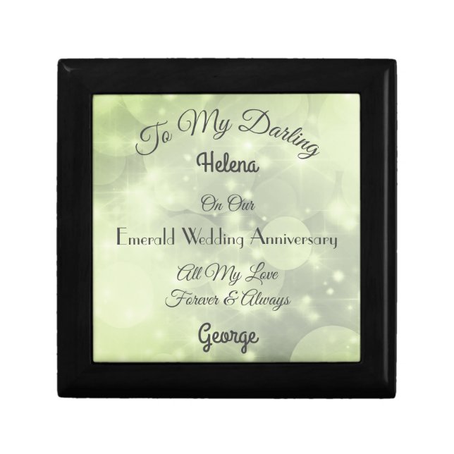 Personalised Emerald Wedding Keepsake Box (Front)