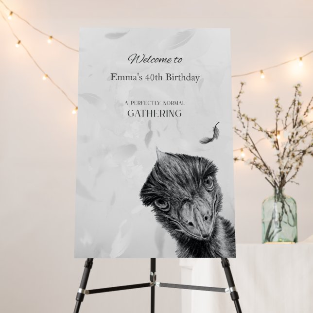 Personalised Emu Birthday Welcome Sign (In Situ (Stand))