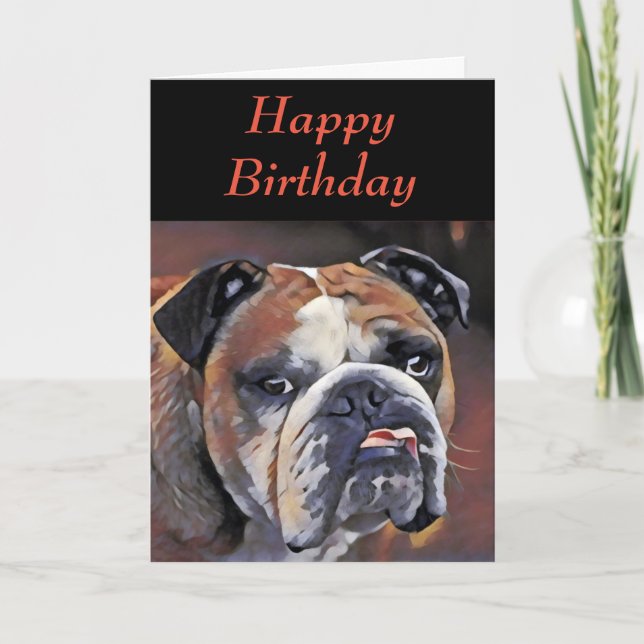 Personalised English Bulldog Birthday Card (Front)