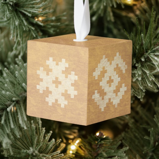 Personalised Ethnic Baltic Yellow Vintage Cube Ornament (Tree)