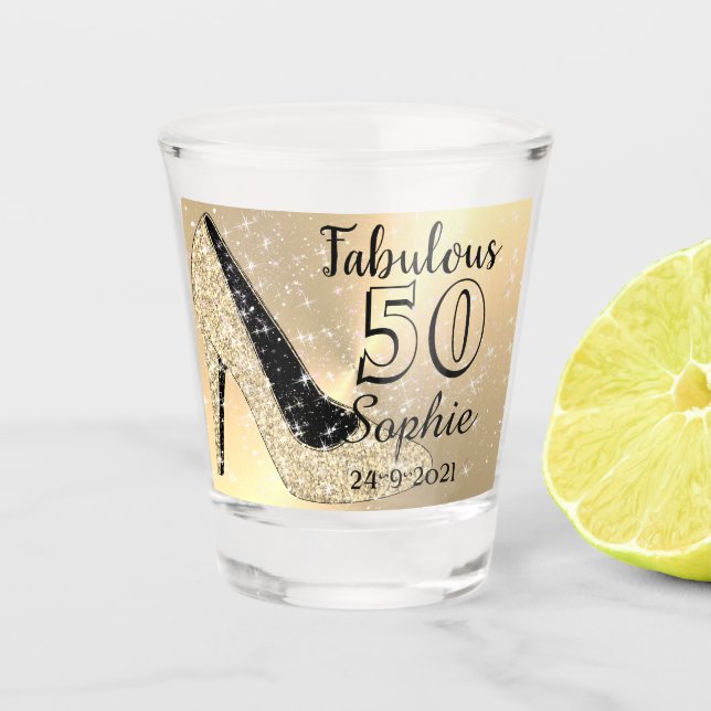 Personalised Fabulous 50th Birthday Shot Glass (Front)