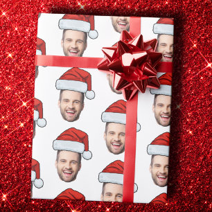 Personalised Face Photo Wrapping Paper, Santa Hat Wrapping Paper