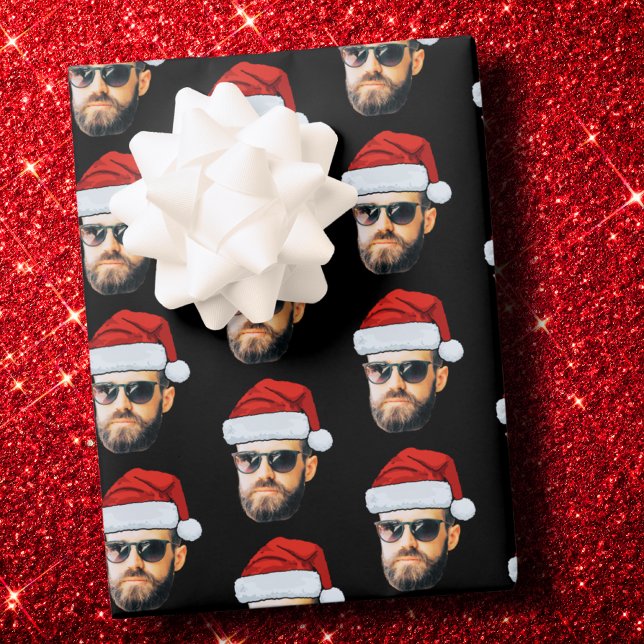 Personalised Face Santa Hat Gift Wrap, Funny Face Wrapping Paper Sheets (Creator Uploaded)