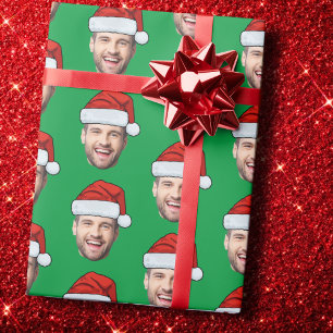 Personalised Face Santa Hat Gift Wrap Funny Heads