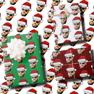 Personalised Face Santa Hat Gift Wrap Funny Heads