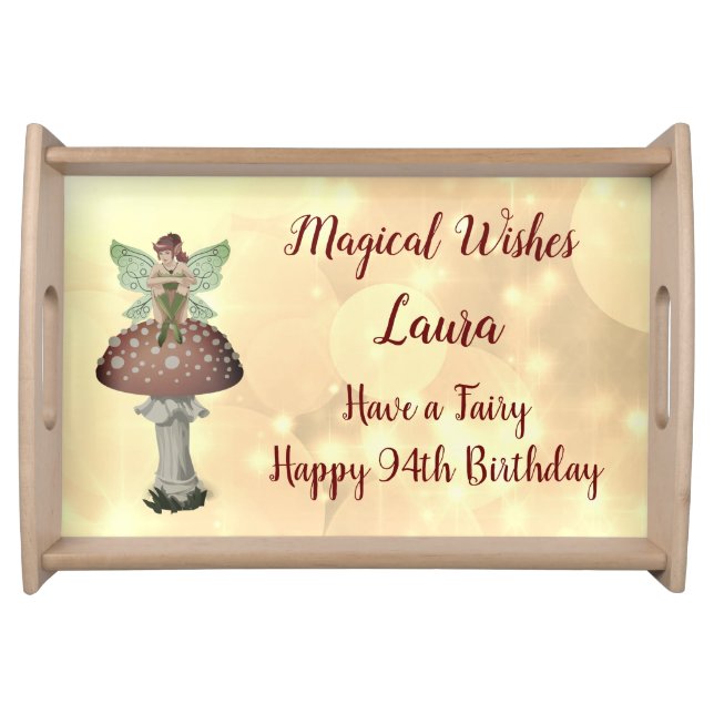 Personalised Fairy design Happy 94th Birthday Serving Tray (Front)