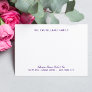 Personalised Family Address Cursive Names Purple Note Card