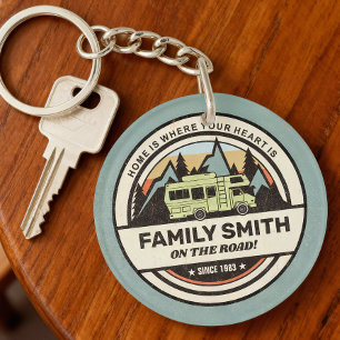 Personalised Family Caravan Adventures Keychain