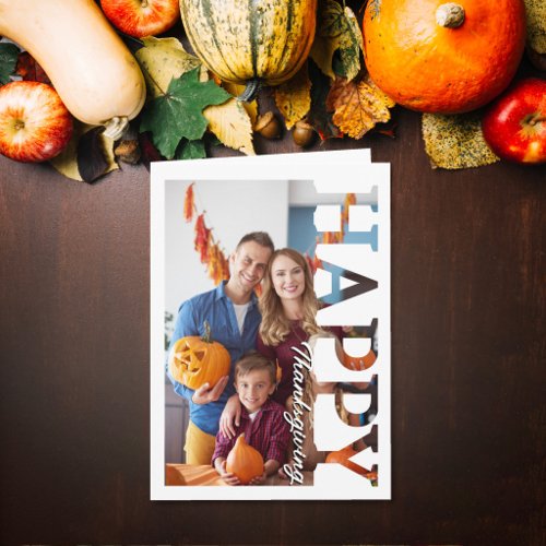Personalised family kids Photo Happy thanksgiving Card