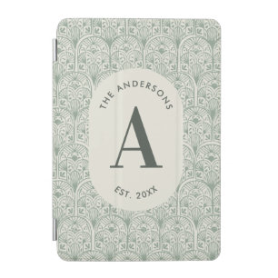 Personalised Family Name Monogram Sage Green Deco iPad Mini Cover