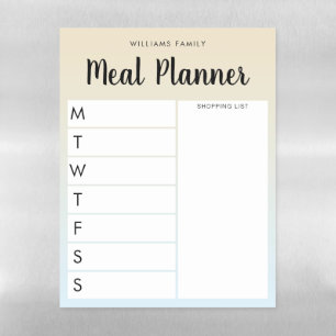 Personalised Family Weekly Meal Planner Magnetic Dry Erase Sheet