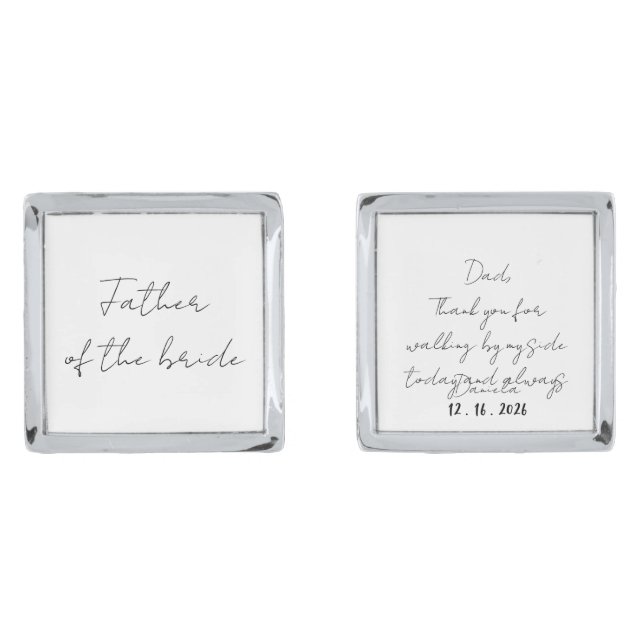 Personalised Father of the Bride Custom weeding Cufflinks (Front)
