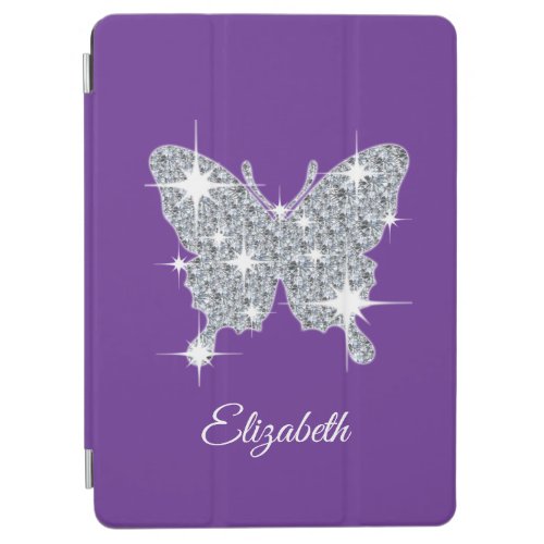 Personalised faux diamond sparkle butterfly design iPad air cover