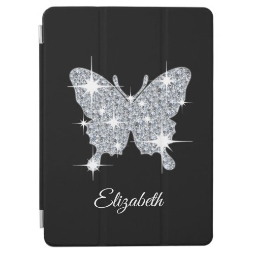 Personalised faux diamond sparkle butterfly design iPad air cover