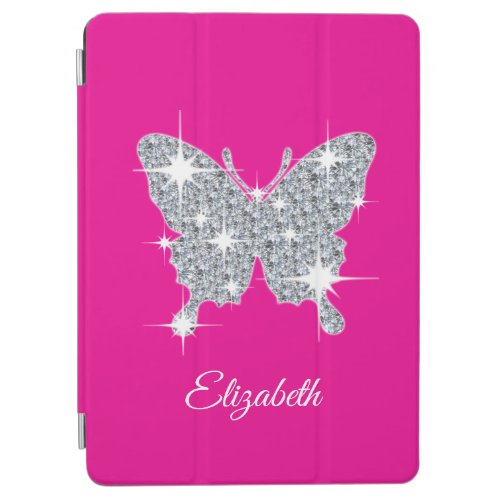 Personalised faux diamond sparkle butterfly  iPad air cover