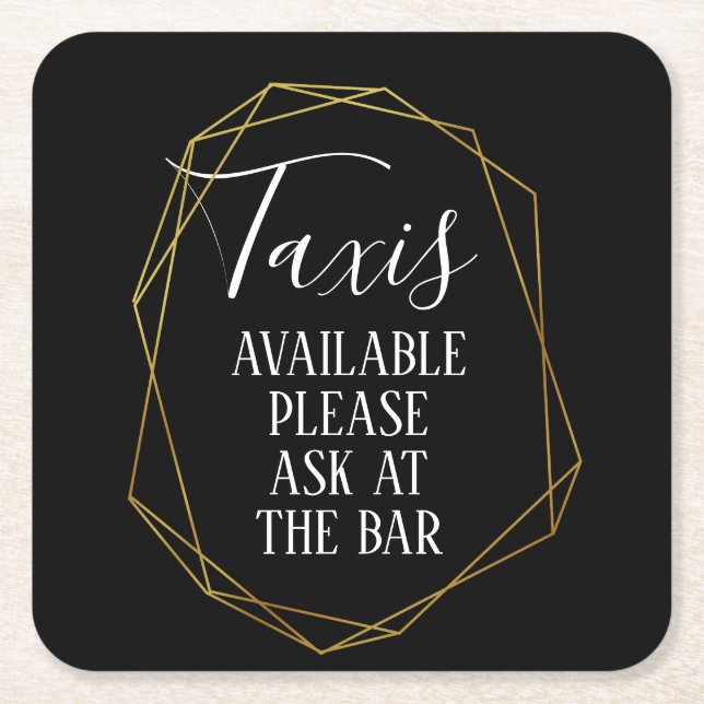 personalised Favor wedding coaster Taxis geometric (Front)