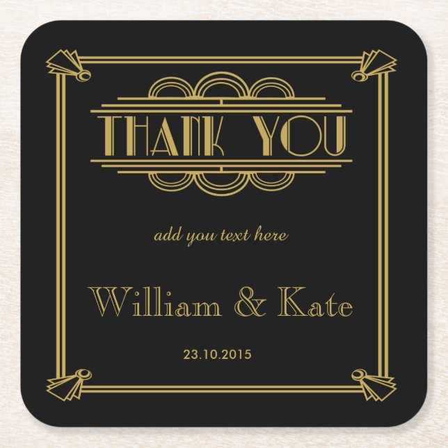 personalised Favor wedding coaster Thank you (Front)