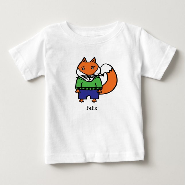 Personalised Felix the Fox Baby T-Shirt (Front)
