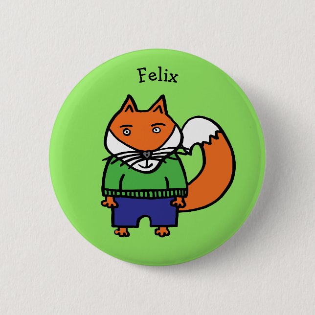 Personalised Felix the Fox Button (Front)