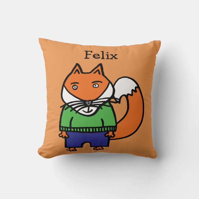 Personalised Felix the Fox Throw Pillow (Front)