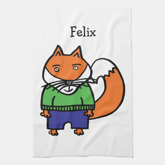 Personalised Felix the Fox Towel (Vertical)