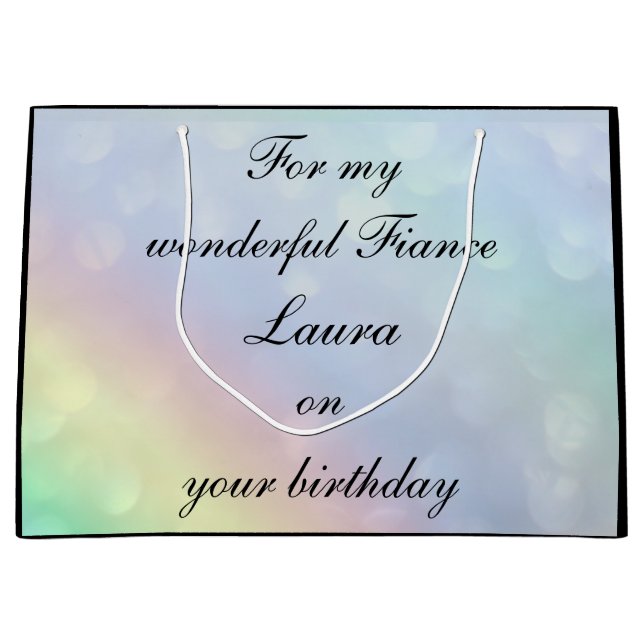 Personalised Fiance Birthday Large Gift Bag (Front)
