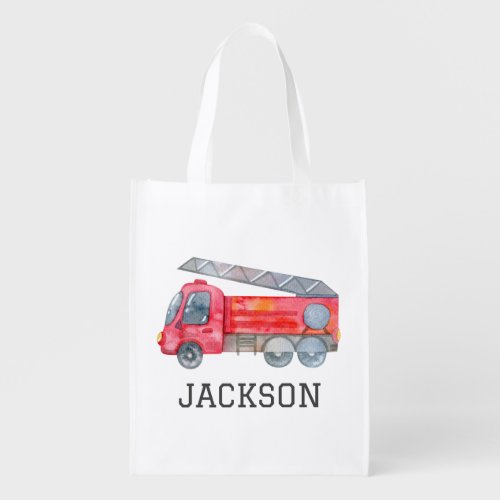 Personalised Firetruck birthday Party Grocery Bag