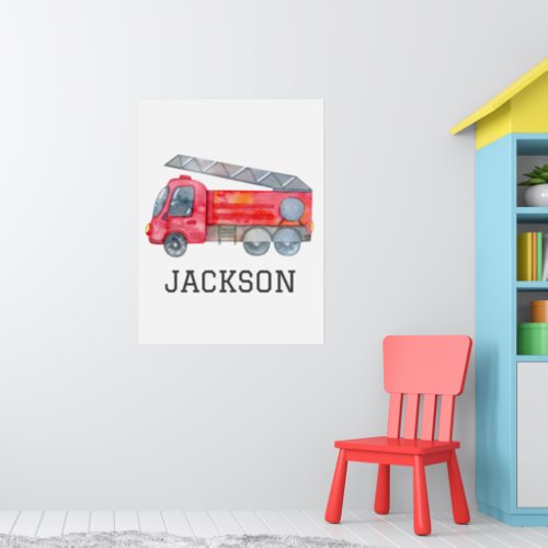 Personalised Firetruck birthday Party Poster