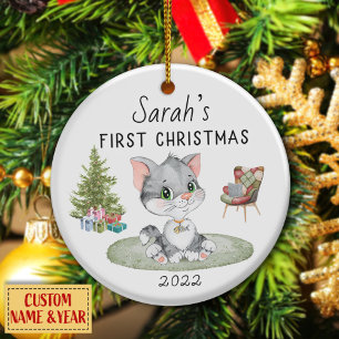 Personalised First Christmas baby Ceramic Ornament