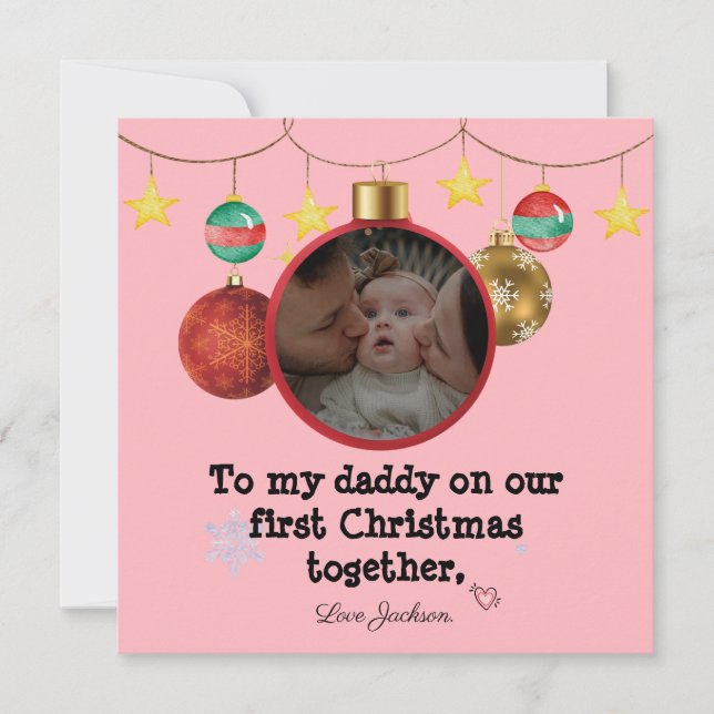 Personalised First Christmas Card for Daddy, Photo (Front)