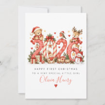 Personalised First Christmas Card For Little Girl