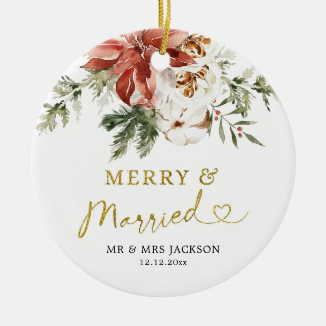Personalised First Christmas Married Ornament Gift (Front)
