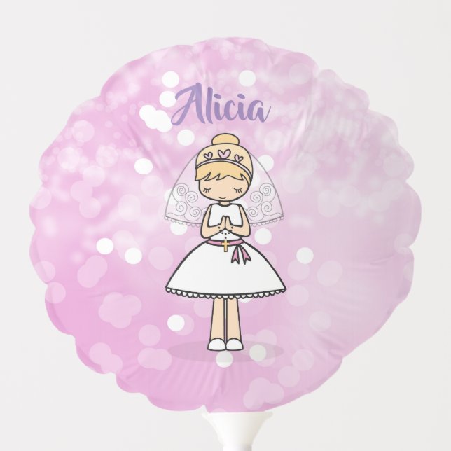 Personalised First Communion Girl name balloon (Front)