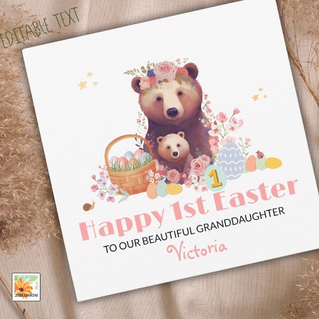 Personalised First Easter Card, 1st Easter Bear Holiday Card (Creator Uploaded)