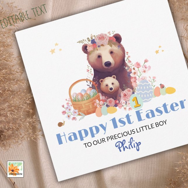 Personalised First Easter Card, 1st Easter Bear Holiday Card (Creator Uploaded)