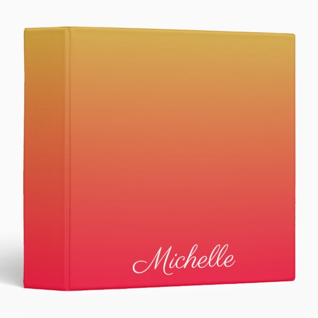 Personalised flame red and yellow ombre 3 ring binder (Front/Spine)